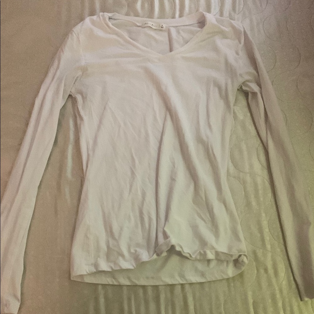 Active Basic White Fitted Long Sleeve Tee